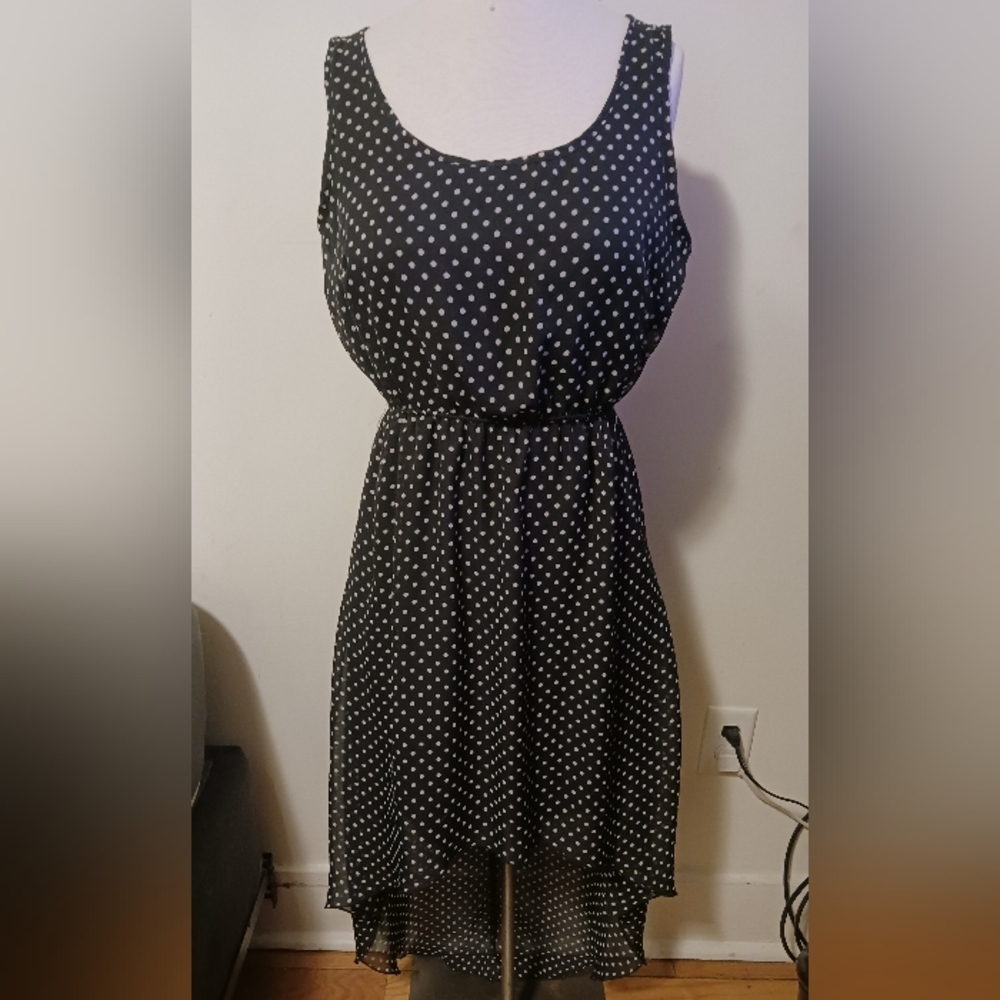 L8ter 8 Womans Size L Black Polka Dot Dress